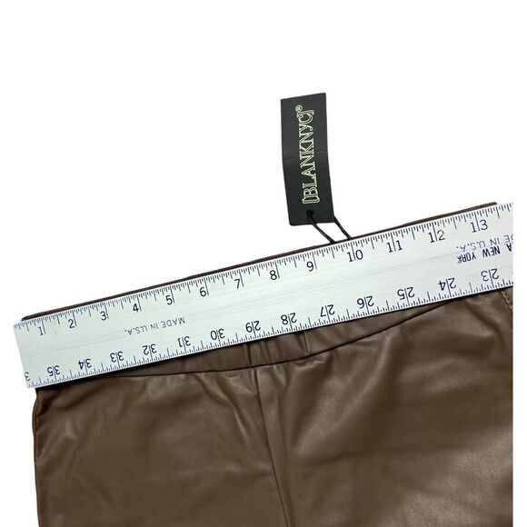 Blank NYC Pants Womens 29 Brown Faux Leather Skinny Ankle Slit Chocolate Pull On - Picture 7 of 14